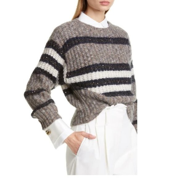 BRUNELLO CUCINELLI Sequin Stripe Sweater - Picture 2 of 15
